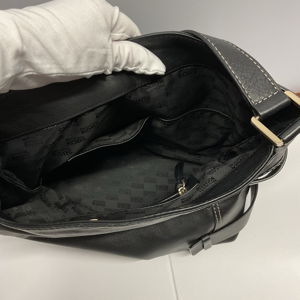 Michael Kors Black Shoulder Bag with Buckle Accents - Picture 8 of 11